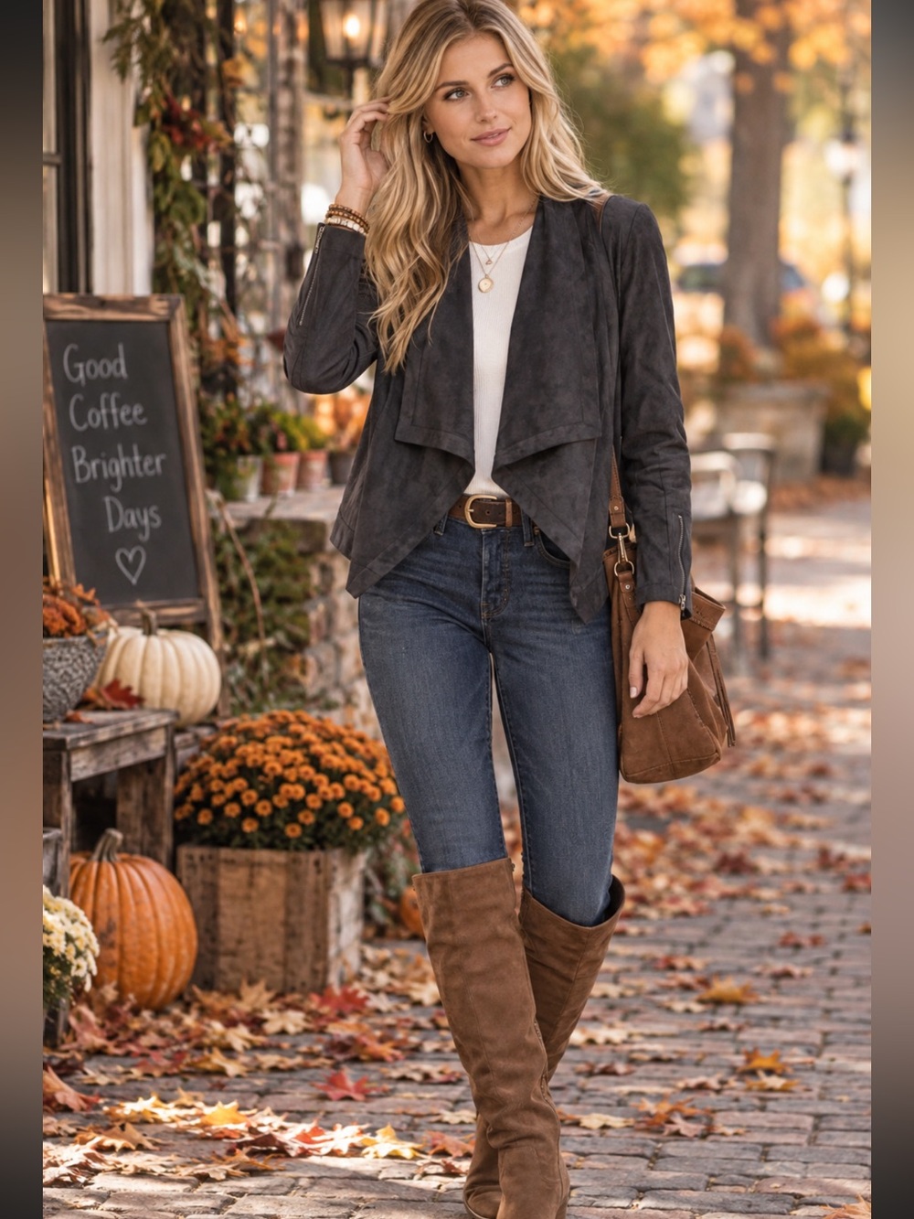 NWT Cupcakes & Cashmere gray faux suede jacket